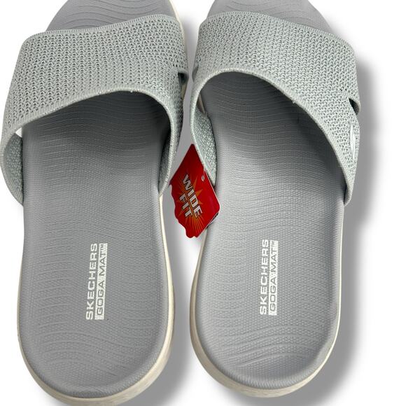 NEW Skechers Timeless Wide Width Slide Sandals Size 11 Wide Fit Gray Metallic - Picture 4 of 12
